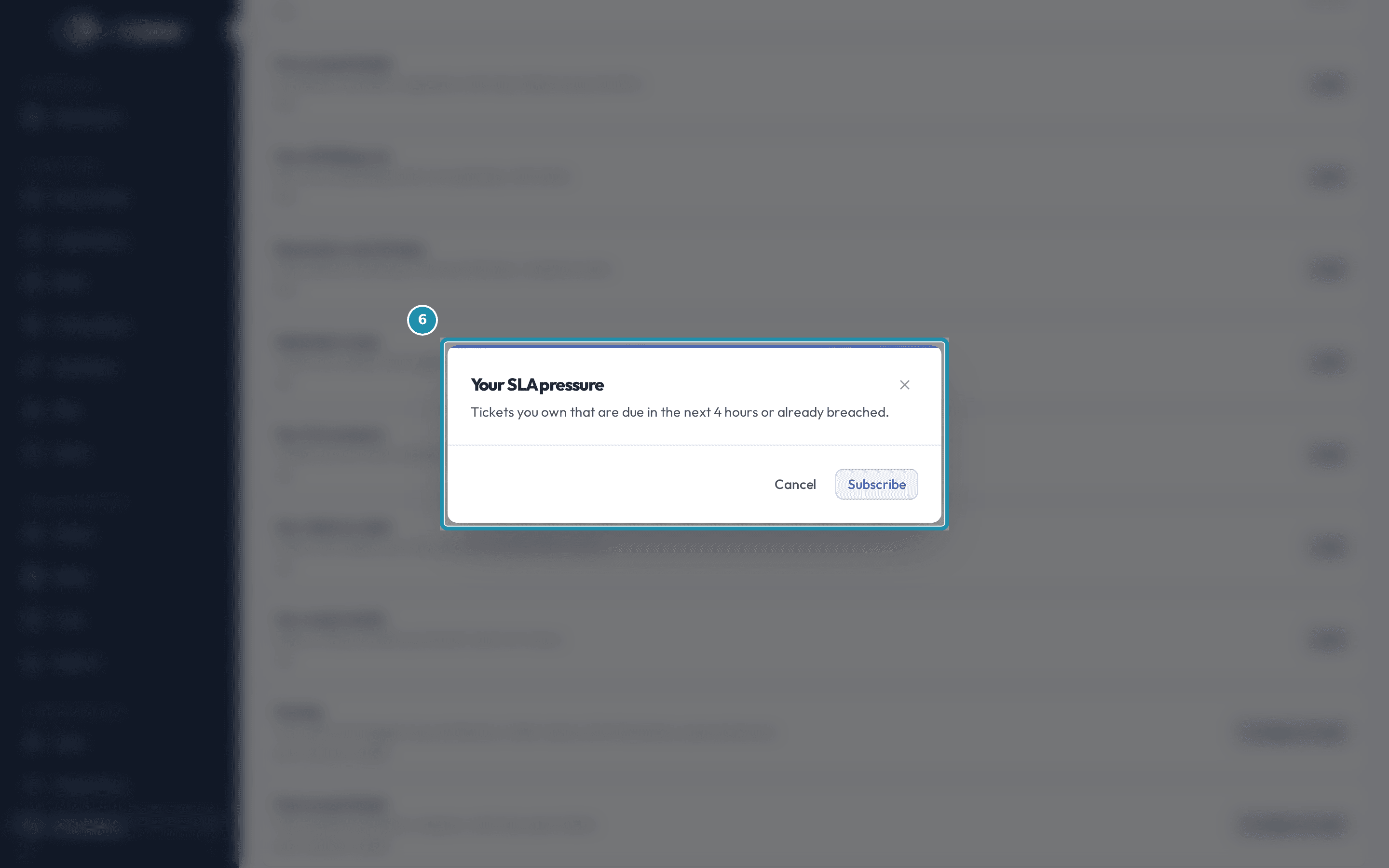 The Your SLA pressure confirmation dialog with Cancel and Subscribe.